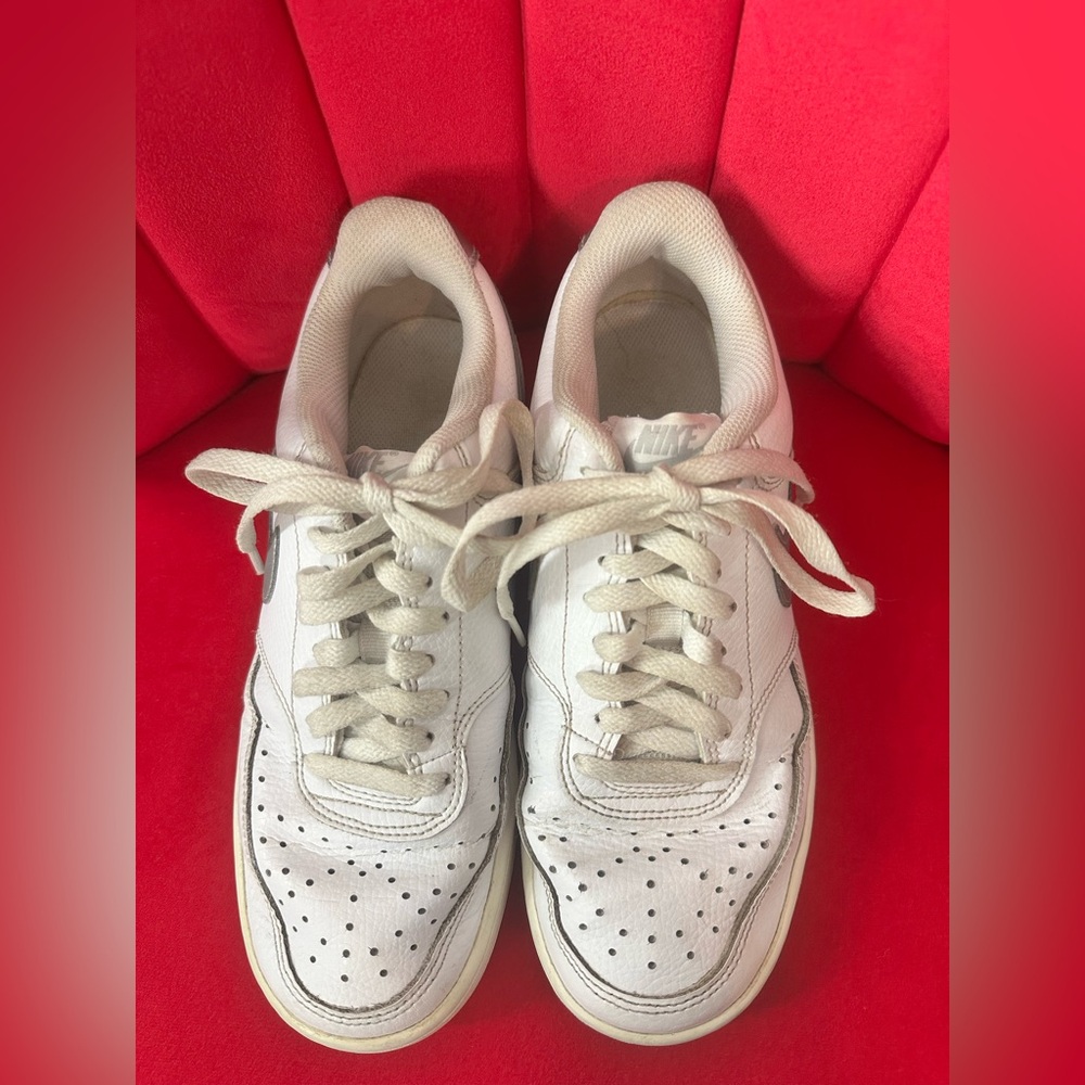 Nike Court Vision Low White Leather Sneakers